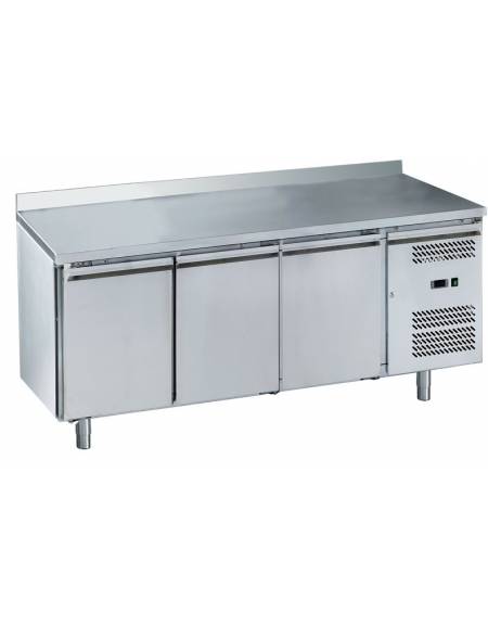 Tavolo refrigerato congelatore con alzatina 3 sportelli cm. 179,5x70x85h