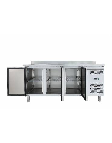 Tavolo refrigerato congelatore con alzatina 3 sportelli cm. 179,5x70x85h