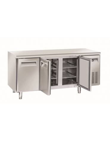 Tavolo refrigerato 3 porte, in acciaio inox AISi 304, refrigerazione ventilata - cm 179.5x70x86h