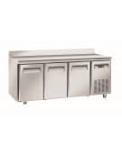 Tavolo refrigerato congelatore negativo 3 porte in acciaio inox con alzatina, refrigerazione ventilata -18° -22°C - cm 180x70x95