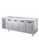 Tavolo refrigerato positivo 4 Porte ventilato 0° + 8°C inox AISI 304 - CLASSE C - Motore a sinistra - cm. 218x70x85