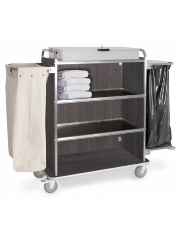 Carrello portabiancheria a 4 piani con N°2 Reggisacchi pieghevoli  - Chiuso su 3 lati - cm 139x52x134h