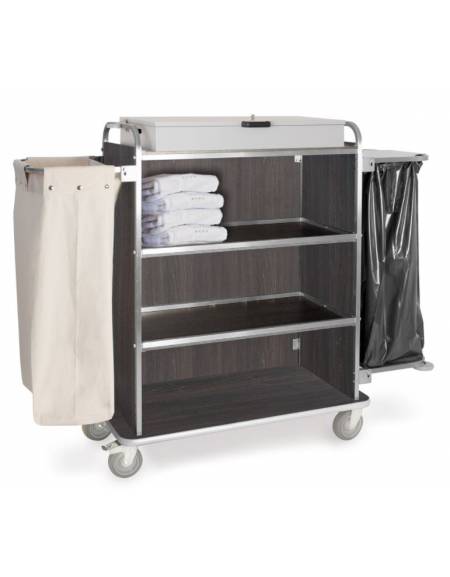 Carrello portabiancheria a 4 piani con N°2 Reggisacchi pieghevoli - Chiuso su 3 lati - cm 139x52x134h