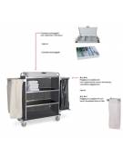 Carrello portabiancheria a 4 piani con N°2 Reggisacchi pieghevoli - Chiuso su 3 lati - cm 139x52x134h