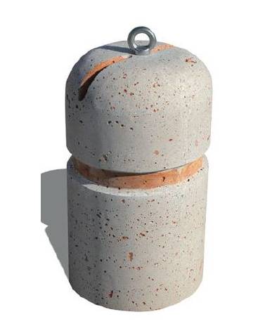 Dissuasore verticale alto in cemento - colore Bianco travertino - con fascia in alluminio - cm Ø35x60h