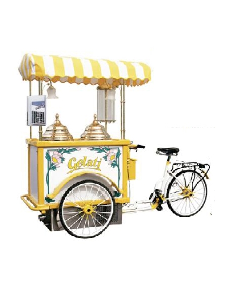 Carretto gelato sfuso con bicicletta e campane ad alimentazione