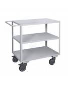 Carrello ufficio a 3 piani lisci alta silenziosità, lamiera 20/10 - 4 ruote girevoli gomma Ø cm 12, 5 - cm  60x90x89,5h