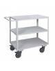 Carrello ufficio a 3 piani lisci alta silenziosità, lamiera 20/10 - 4 ruote girevoli gomma Ø cm 12, 5 - cm  60x105x85h