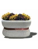 Fioriera ovale in cemento calcestruzzo colore Bianco travertino - con fascia color rame - cm 100x60x65h - conforme ai CAM