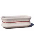 Fioriera ovale in cemento calcestruzzo - Colore bianco travertino - con fascia color rame - cm 170x60x65h - Conforme ai CAM