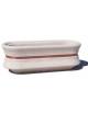 Fioriera ovale in cemento calcestruzzo per esterno - Colore bianco travertino - con fascia color rame - cm 170x60x65h