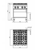 Cucina inox professionale 4 Fuochi a gas ALTA POTENZA