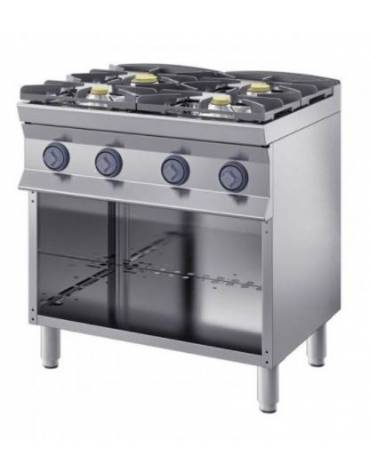 Cucina inox professionale 4 Fuochi a gas MEDIA POTENZA