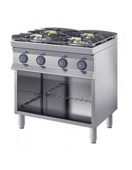 Cucina inox professionale 4 Fuochi a gas MEDIA POTENZA