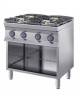 Cucina gas 4 fuochi serie 90 su armadio aperto cm 80x90x85/90 h - n°1 Bruciatore da Kw 9,2 + n°2 da Kw 7 + n°1 da Kw 4,2
