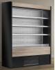 Espositore frigorifero murale refrigerato +2/+4°C con spalle grigie con blocchi di sostegno ripiani  cm 70x57x200h