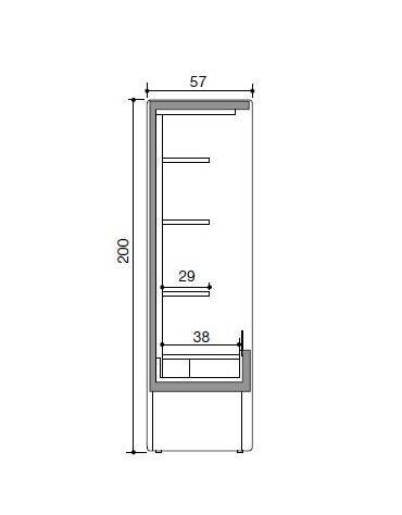 Espositore frigorifero murale refrigerato da cm 117x58x200,5h