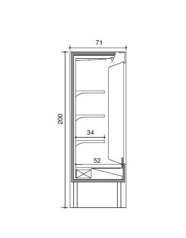 Espositore murale inox refrigerato frigorifero cm 117x58x200h