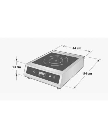Piastra a induzione in acciaio inox con piano di cottura in vetroceramica - mm 330x390x100h