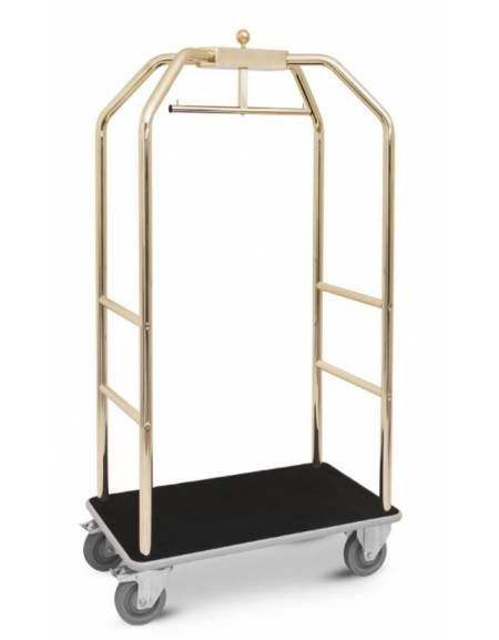 Carrello porta abiti e porta bagagli ottonato - colore moquette nera -  cm 79x59x189h