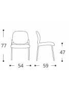 Sedia fissa di attesa o conferenza in plastica indeformabile ignifuga - cm 53x63x78h