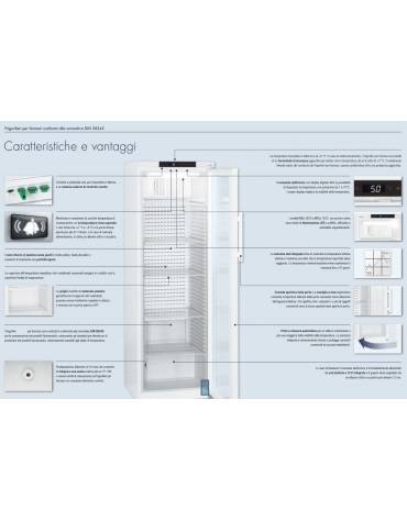 Frigorifero da laboratorio per farmaci da Lt. 360 - Porta cieca - Conforme alla normativa DIN 13277 - cm 59,7x65,4x188,4