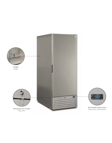 Armadio frigorifero 1 porta in lamiera preverniciata RAL9006 - 525 Lt., temperatura  - 25°-18°C - mm 670x830x1995h