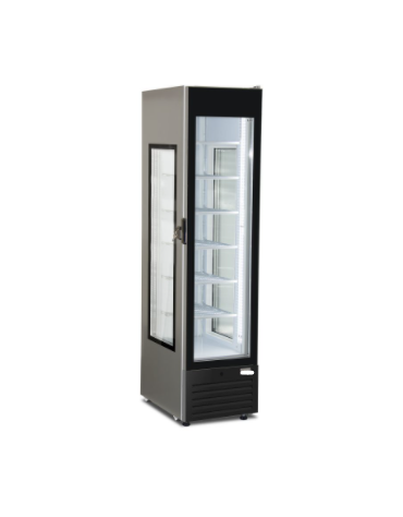 Vetrina gelateria verticale ventilata - grigio - vetro laterale - capacità 245 litri - temp. -18°-23°C - mm 452x701x1848h
