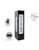 Vetrina gelateria verticale ventilata - grigio - vetro laterale - capacità 245 litri - temp. -18°-23°C - mm 452x701x1848h
