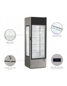 Vetrina gelateria verticale ventilata - vetro laterale - capacità 416 litri - temp. -18°-23°C - mm 680 x 695 x 2000h