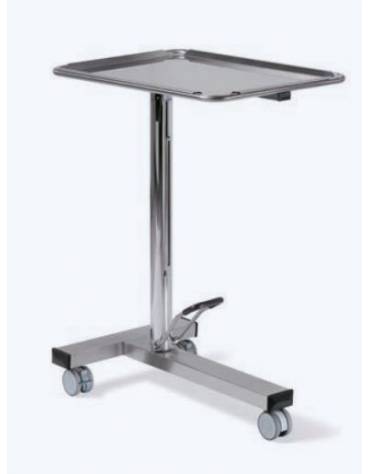 Carrello servitore per sala operatoria in acciaio INOX AISI 304, 5 ruote girevoli Ø cm 5 - cm 68x44x80/110h