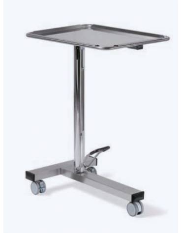 Carrello servitore idraulico a 3 razze per sala operatoria in acciaio INOX AISI 304 - Ruote antistatiche Ø mm 75 - cm 70x45x90/1