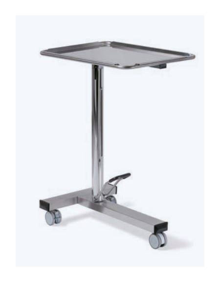 Carrello servitore per sala operatoria in acciaio INOX AISI 304, 5 ruote girevoli Ø cm 5 - cm 68x44x80/110h