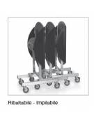 Tavolo breakfast su ruote con struttura in acciaio Inox - colore nero - piano tondo Ø cm 100 - Dimensioni 100x78h