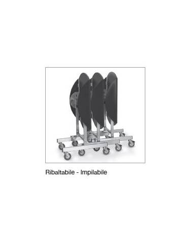 Tavolo breakfast su ruote con struttura in acciaio Inox - colore nero - piano tondo Ø cm 100 - Dimensioni 100x78h