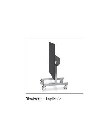 Tavolo breakfast su ruote con struttura in acciaio Inox - colore nero - piano quadrato cm 100x100 - dimensioni cm 100x100x78h