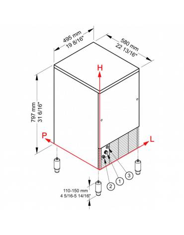 Produttore fabbricatore di ghiaccio a cubetti cavi 45Kg/24h