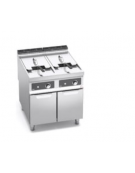 Friggitrice elettrica su mobile -2 Vasche lt. 22+22 - ALTA POTENZA 22x2 Kw  - comandi elettronici - cm 80x90x90h