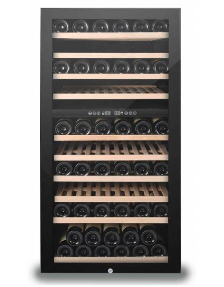 Vetrina per vini statica in legno rovere scuro - 2 porte - capacità 764 Lt - temperatura da +4°C a +18°C - mm 1315x675x1880h