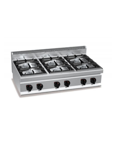 Cucina a gas da banco 6 fuochi ALTA POTENZA - 6 Bruciatori da 7 Kw - cm 120x70x29h