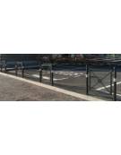 Barriera completa in tubolare acciaio zincato e verniciato con nr. 2 supporti di testa da inghisare - cm 117,6x131,7h