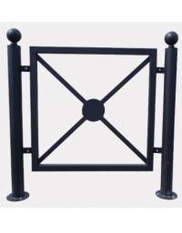 Barriera completa in tubolare acciaio zincato e verniciato con nr. 2 supporti di testa da inghisare - cm 117,6x131,7h