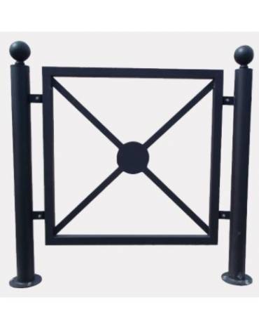 Barriera completa in tubolare acciaio zincato e verniciato con 2 Supporti di testa da tassellare - cm 117,6x111,7h