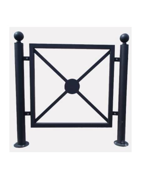 Barriera completa in tubolare acciaio zincato e verniciato con 2 Supporti di testa da tassellare - cm 117,6x111,7h