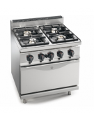 Cucina a gas ALTA POTENZA - 4 fuochi da 7 kw - con forno a gas GN 2/1 - cm 80x70x85/90h