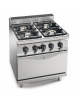 Cucina a gas ALTA POTENZA - 4 fuochi da 7 kw - con forno a gas GN 2/1 - cm 80x71,4x85/90h