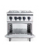 Cucina a gas ALTA POTENZA - 4 fuochi da 7 kw - con forno a gas GN 2/1 - cm 80x70x85/90h