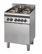 Cucina a gas 4 fuochi con forno elettrico convenzione GN2/3 con porta in acciaio - cm 60x60x85h