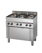 Cucina gas 5 fuochi POTENZIATA, forno elettrico a convezione gn 1/1, porta in acciaio - cm 90x60x85h