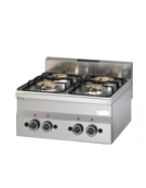 Cucina a gas professionale 4 fuochi da banco - fuochi 2x3,3 kW + 2x3,6 kW - cm 60x60x28h